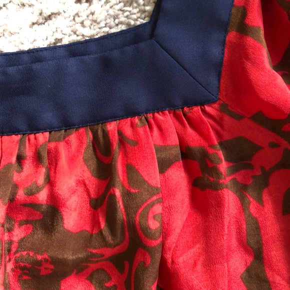 Like New - Boho Silk Mini Shift Dress Colorblock - Picture 8 of 8